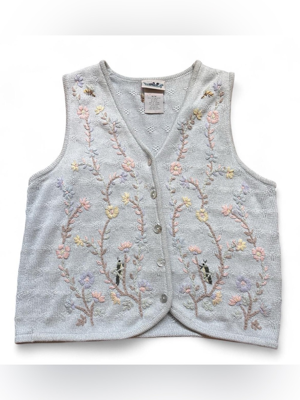 Vintage Northern Reflections Embroidered Cottagecore Knit Vest